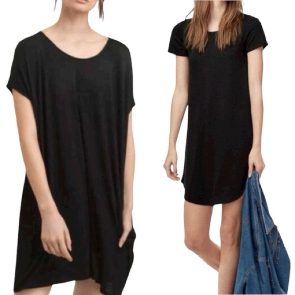 Wilfred Free Black Relaxed Tunic Dress Oversized Minimalist Pockets Size Small